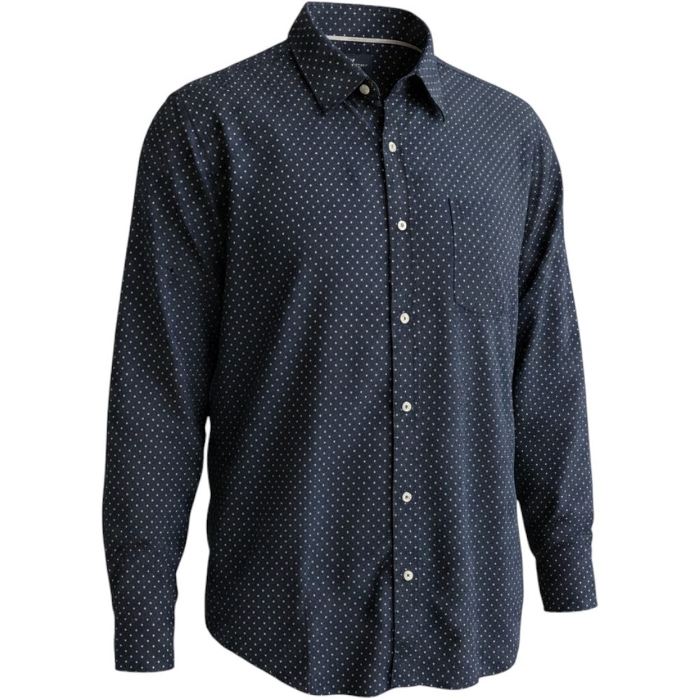 American Eagle Mens XXXL Navy Blue Polka Dot Long Sleeve Button Down Shirt 3XL